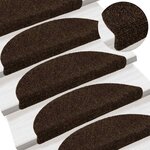 vidaXL Tapis d'escalier auto-adhésifs 15 pièces 56 x 17 x 3 cm Marron Demi-rond