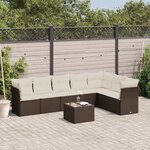 vidaXL Salon de jardin 8 Pièces avec coussins marron résine tressée