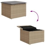 vidaXL Tabouret de jardin avec coussin beige 55x55x37cm résine tressée