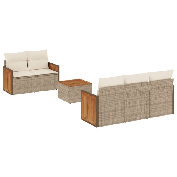 vidaXL Salon de jardin avec coussins 6 Pièces beige résine tressée