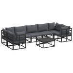 vidaXL Ensemble de canapé de jardin 8 Pièces Noir Aluminium