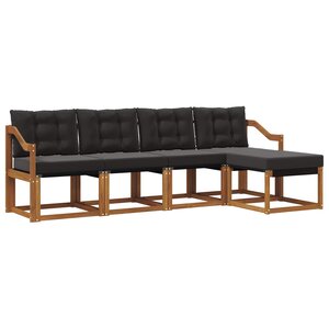vidaXL Ensemble de canapés d'extérieur 5 pc Naturel et Noir