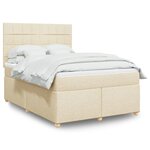 vidaXL Sommier à lattes de lit avec matelas Crème 140x200 cm Tissu