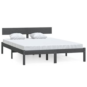 vidaXL Cadre de lit sans matelas gris bois massif