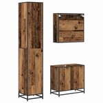 vidaXL Ensemble de mobilier de salle de bain 3 Pièces Bois Ancien
