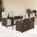 vidaXL Ensemble à manger de jardin 5 Pièces et coussins marron poly rotin