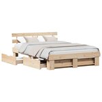 vidaXL Cadre de lit avec tête de lit Marron 160 x 200 cm Pin massif