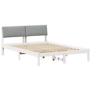 vidaXL Cadre de lit avec tête de lit Blanc et gris clair 160 x 200 cm