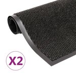 vidaXL Paillassons rectangulaires 2 Pièces 80 x 120 cm Noir