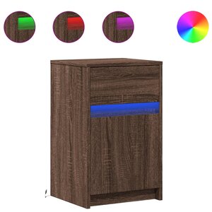 vidaXL Armoire de chevet et lumières LED chêne marron bois ingénierie