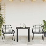 vidaXL Ensemble à manger de jardin et coussins 3 Pièces noir rotin verre