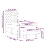 vidaXL Lit à ressorts avec matelas & banc bleu foncé 90x200 cm velours