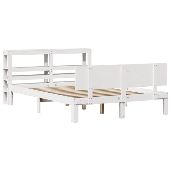 vidaXL Cadre de lit avec tête de lit blanc 140x200 cm bois pin massif