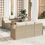 vidaXL Ensemble de canapé de jardin 6 Pièces Beige 100 x 55 x 73 cm