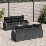 vidaXL Ensemble de canapé de jardin 7 Pièces Noir Poly rotin
