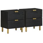 vidaXL Tables de chevet 2 Pièces noir 40x33x46 cm bois de manguier solide