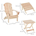 Fauteuil de jardin Adirondack pliable avec repose-pied et table basse bois sapin traité naturel