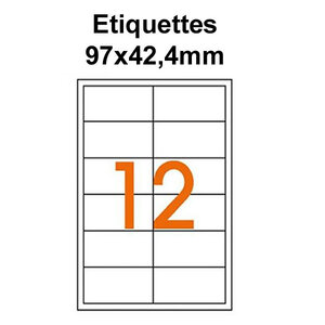 Étiquettes adhésives  97x42 4mm  (120 étiquettes) - blanc - 10 feuilles -t3azur