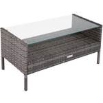 Tectake Salon de jardin MADERE 2 Chaises Fauteuils, 1 Banc, 1 Table - gris