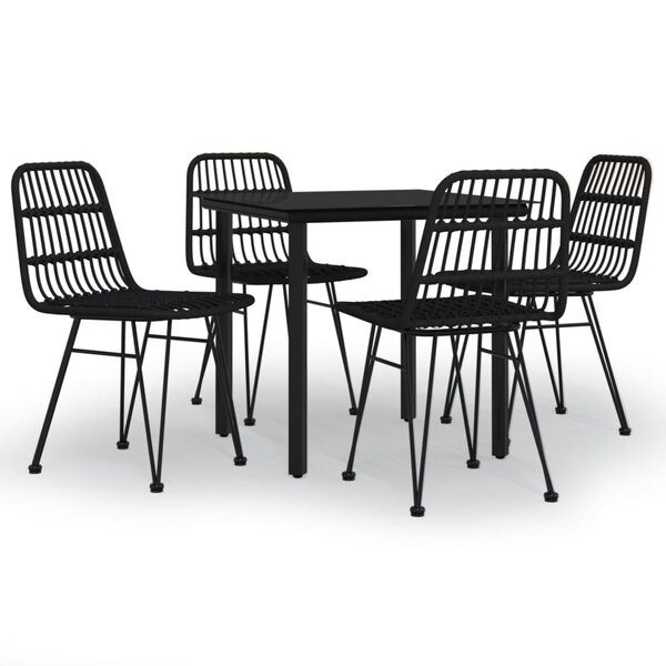 vidaXL Ensemble à manger de jardin 5 Pièces Noir Résine tressée