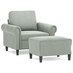 vidaXL Fauteuil avec repose-pied Gris clair 60 cm Velours