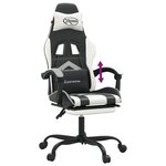 vidaXL Chaise de jeu avec repose-pied Noir et blanc Similicuir