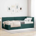 vidaXL Cadre de lit d'angle avec matelas 2 Pièces Vert Velours