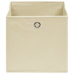 vidaXL Boîtes de rangement 4 Pièces Tissu intissé 28x28x28 cm Crème