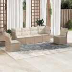 vidaXL Salon de jardin avec coussins 6 Pièces beige résine tressée