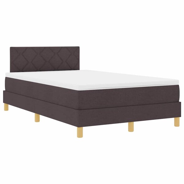 vidaXL Lit boxspring avec matelas Marron foncé 120 x 200 cm tissu