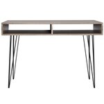 Bureau table meuble travail informatique avec 2 compartiments gris