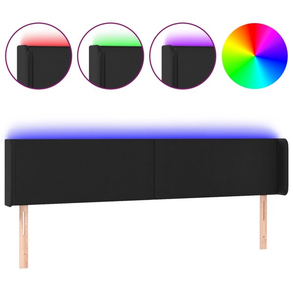 vidaXL Tête de lit à LED Noir 203x16x78/88 cm Similicuir