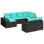 vidaXL Salon de jardin 10 Pièces avec coussins noir résine tressée