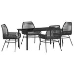 vidaXL Ensemble de salle à manger pour jardin 5 Pièces Noir polyrotin