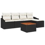 vidaXL Ensemble de canapé de jardin avec coussin 6 Pièces Noir Poly rotin