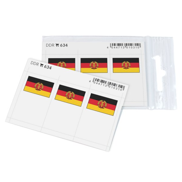 Feuillet de drapeaux DDR en couleurs pour reliures.