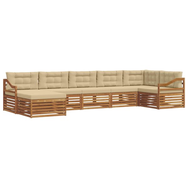 vidaXL Ensemble de canapés d'extérieur 7 pc Naturel et Beige