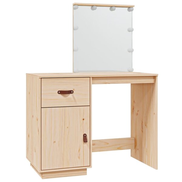 vidaXL Coiffeuse avec LED 95x50x133 5 cm Bois de pin massif