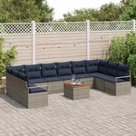 vidaXL Ensemble de canapé de jardin 11 Pièces Gris Poly rotin
