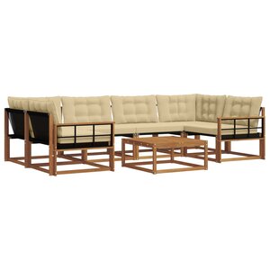 vidaXL Ensemble de canapés d'extérieur 7 Pièces Naturel et Beige