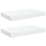 vidaXL Étagère murale flottante 2 Pièces Blanc brillant 40x23x3 8 cm MDF