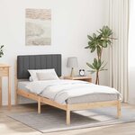 vidaXL Cadre de lit avec tête de lit rembourrée Gris foncé 90 x 190 cm