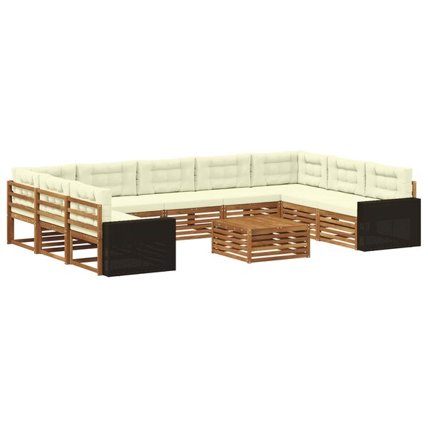vidaXL Ensemble de canapés d'extérieur 10 Pièces Naturel et Crème
