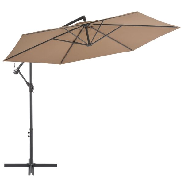vidaXL Parasol de jardin en porte-à-faux et poteau en aluminium taupe