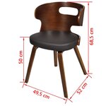 vidaXL Chaises à manger lot de 4 marron bois courbé et similicuir