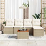 vidaXL Ensemble de canapé de jardin 6 Pièces Beige Poly rotin