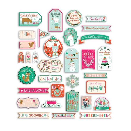 33 mots découpés scrapbooking - noël en forêt