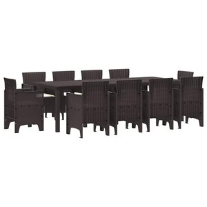 vidaXL Ensemble de salle à manger pour jardin 11 Pièces Marron
