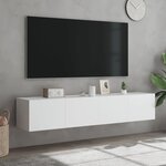 vidaXL Meubles TV muraux avec lumières LED 2 Pièces blanc 80x35x31 cm