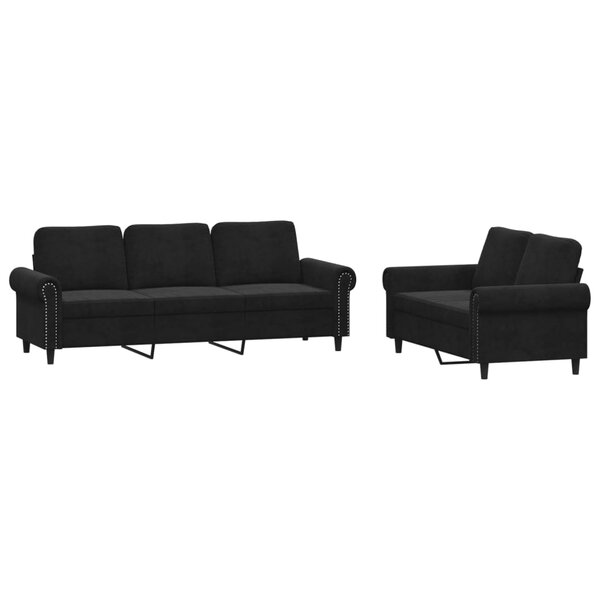 vidaXL Ensemble de canapés 2 Pièces avec coussins Noir Velours